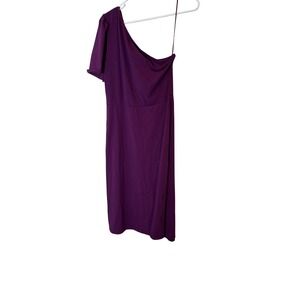 Who What Wear Dress Womens Medium Purple One Shoulder Jersey Shift Midi Casual